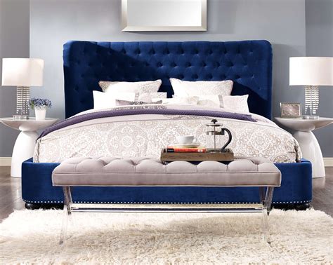 dark blue bed frame